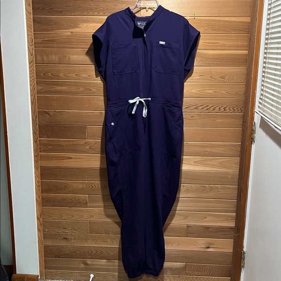 FIGS RAFAELA CARGO SCRUB JUMPSUIT DEEP PURPLE SIZE LARGE - Picture 2 of 7